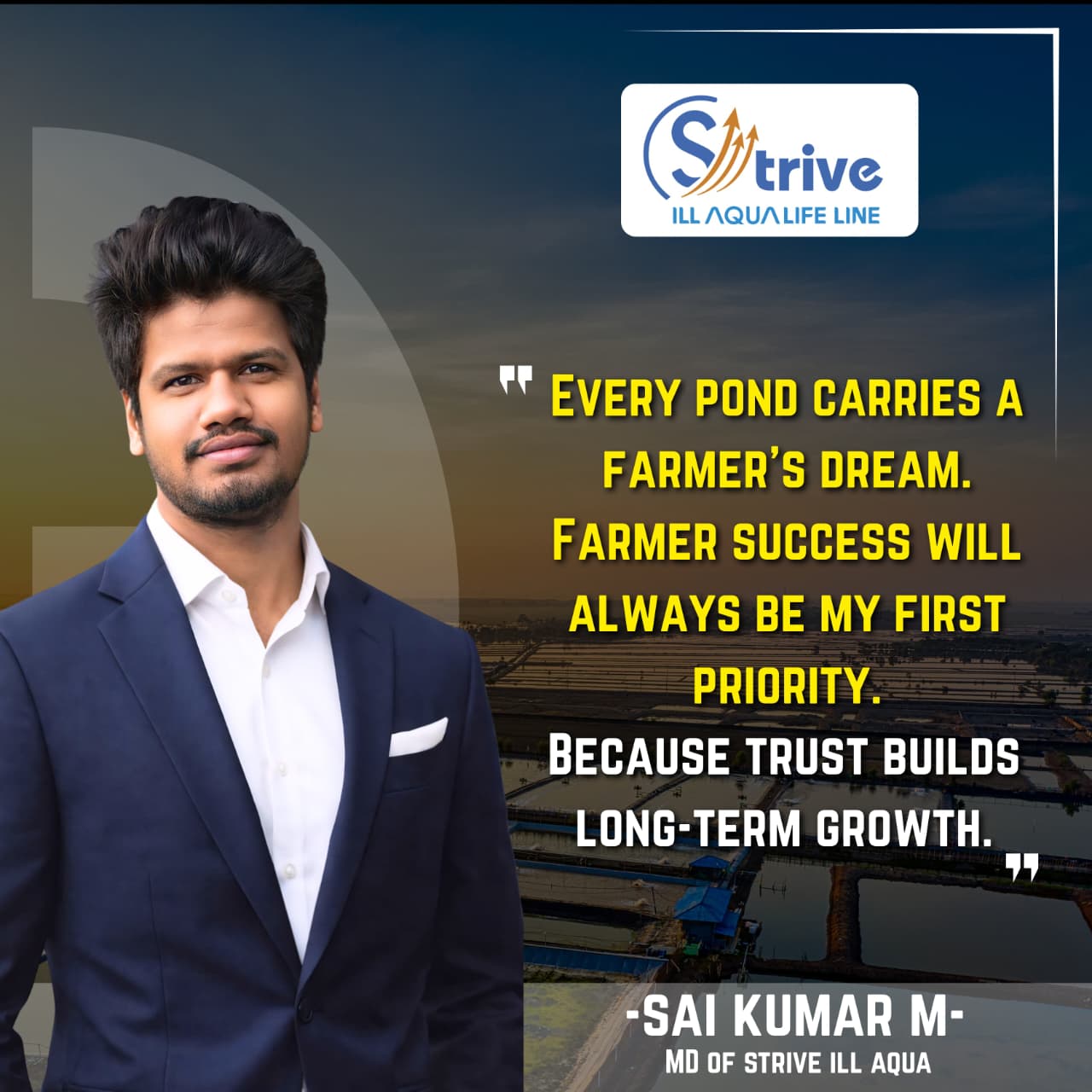 Founder message poster about prioritising farmers and long-term trust